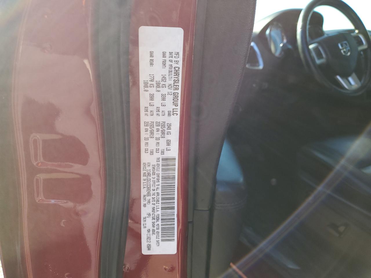 VIN 1C4RDJDG1DC602466 2013 DODGE DURANGO no.12