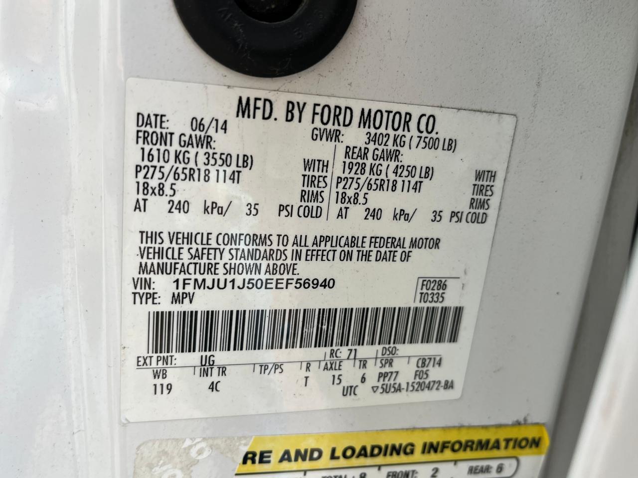 2014 Ford Expedition Xlt VIN: 1FMJU1J50EEF56940 Lot: 88571525