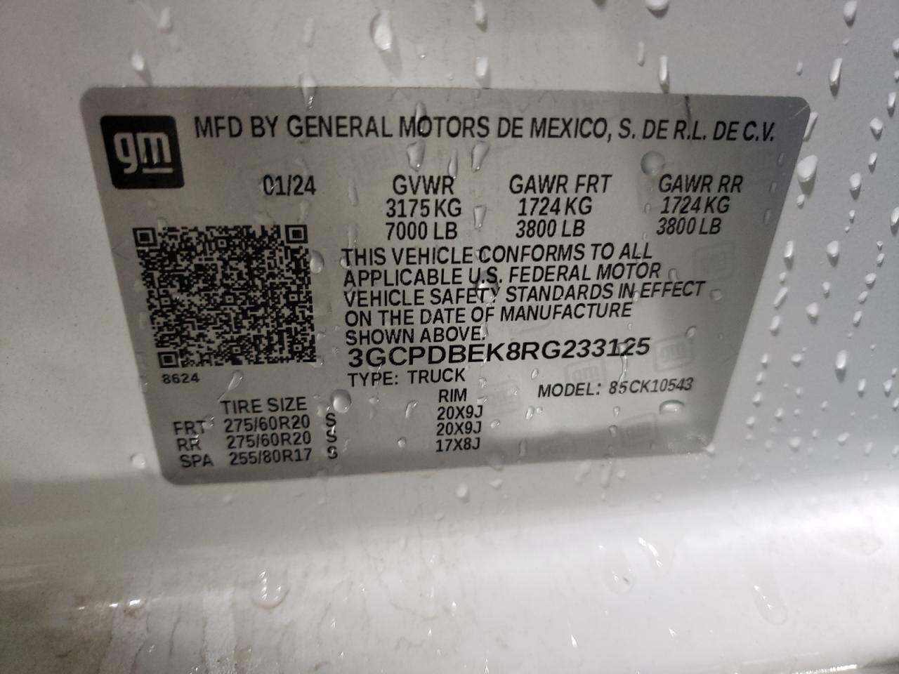 3GCPDBEK8RG233125 CHEVROLET ALL Models 2024