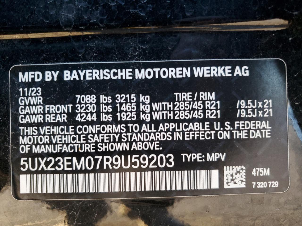 VIN 5UX23EM07R9U59203 2024 BMW X7 no.13