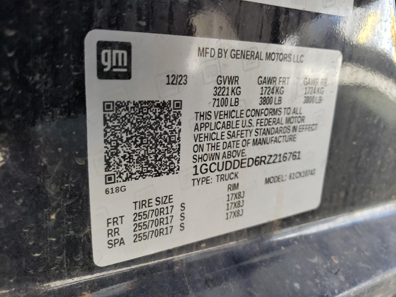1GCUDDED6RZ216761 CHEVROLET ALL Models 2024