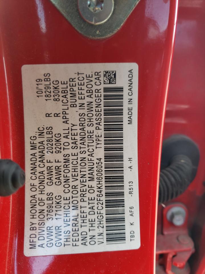 2HGFC2F64KH606054 HONDA CIVIC 2019