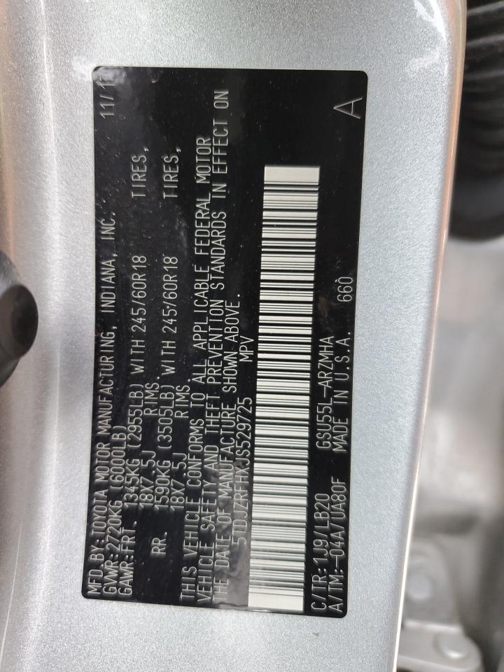 5TDJZRFHXJS529725 TOYOTA HIGHLANDER 2018