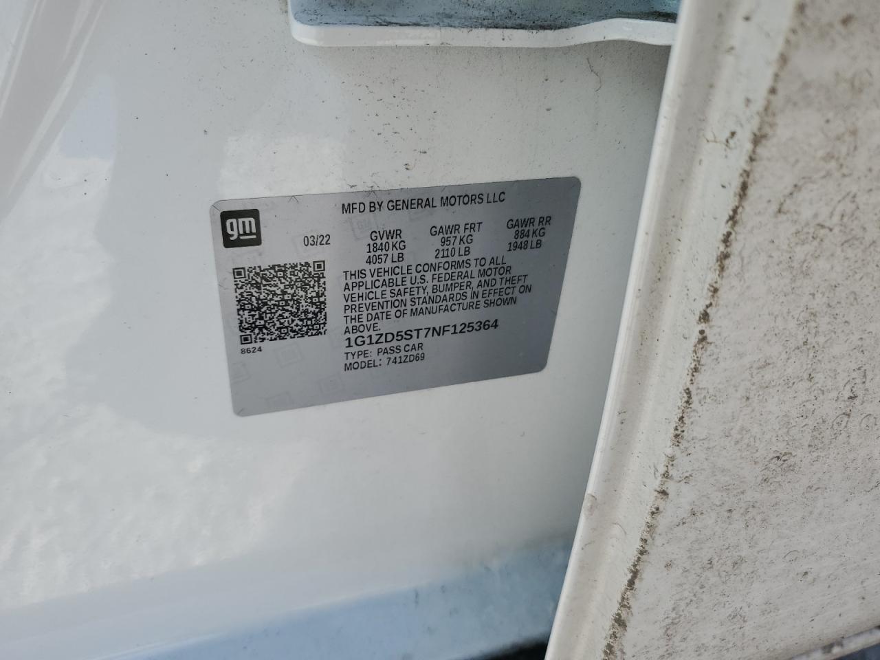 1G1ZD5ST7NF125364 CHEVROLET MALIBU 2022
