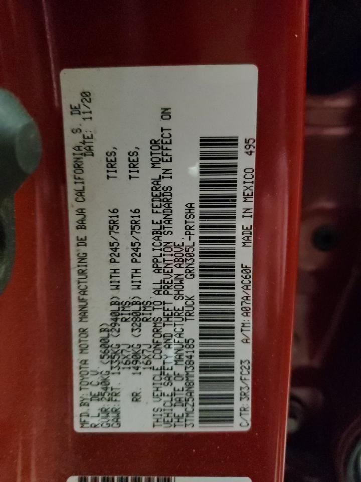 3TMCZ5AN8MM384185 TOYOTA TACOMA 2021
