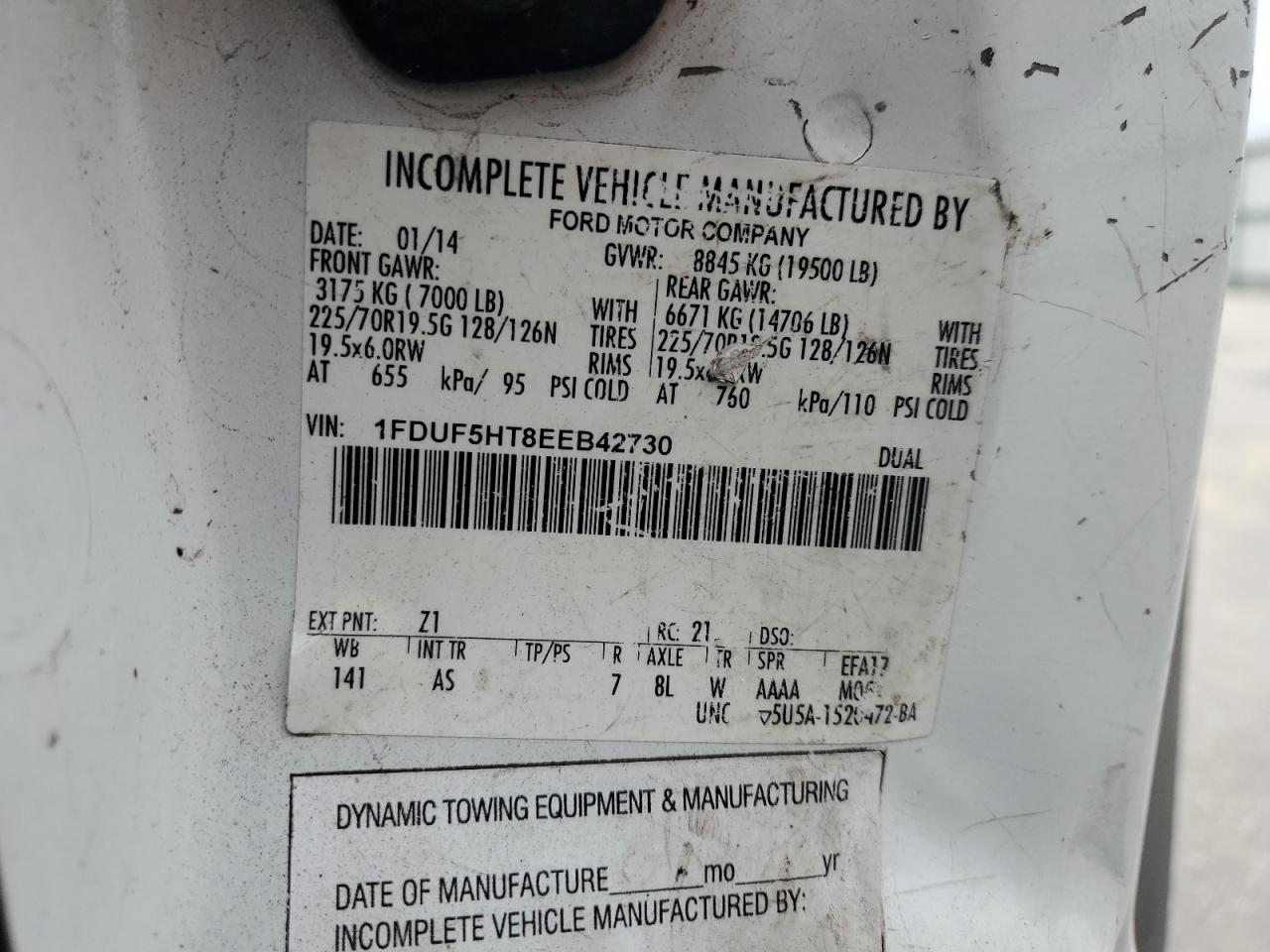 VIN 1FDUF5HT8EEB42730 2014 FORD F550 no.12