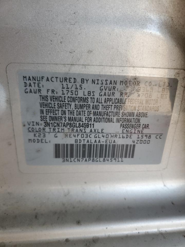 VIN 3N1CN7AP8GL845911 2016 NISSAN VERSA no.12