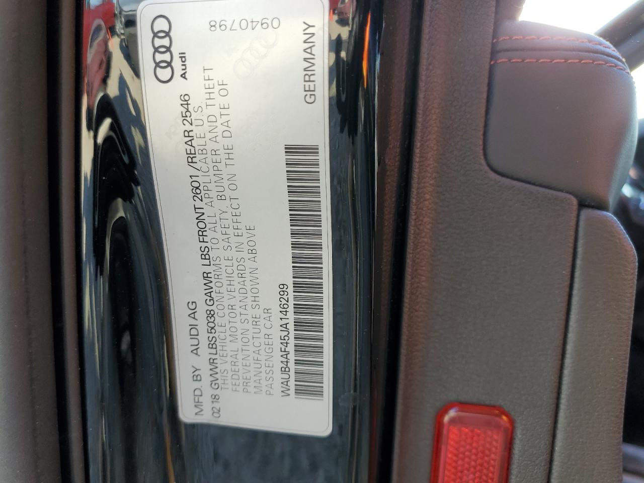 WAUB4AF45JA146299 AUDI S4/RS4 2018