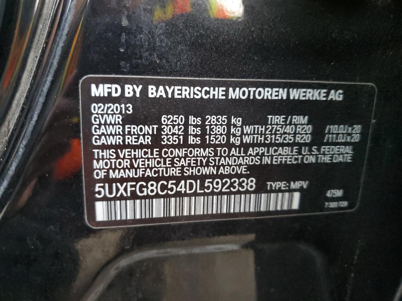 VIN 5UXFG8C54DL592338 2013 BMW X6 no.12