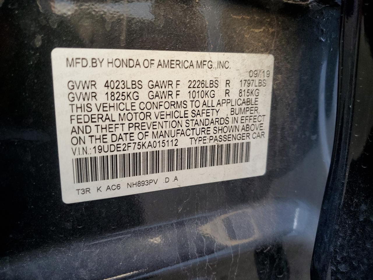 2019 Acura Ilx Premium VIN: 19UDE2F75KA015112 Lot: 87351144