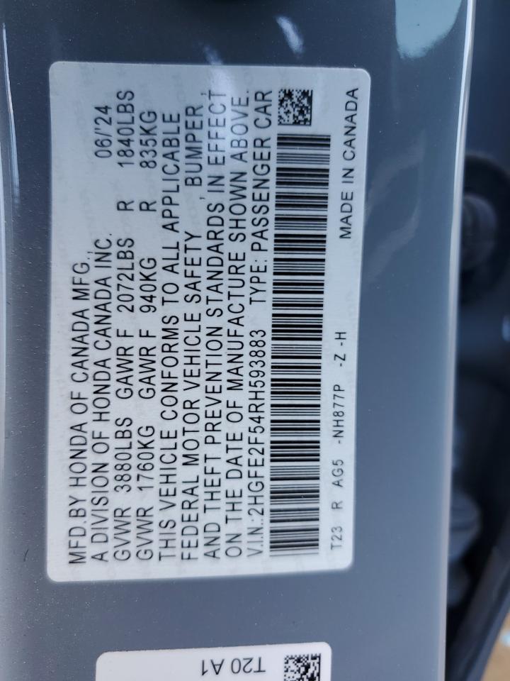 2HGFE2F54RH593883 HONDA CIVIC 2024