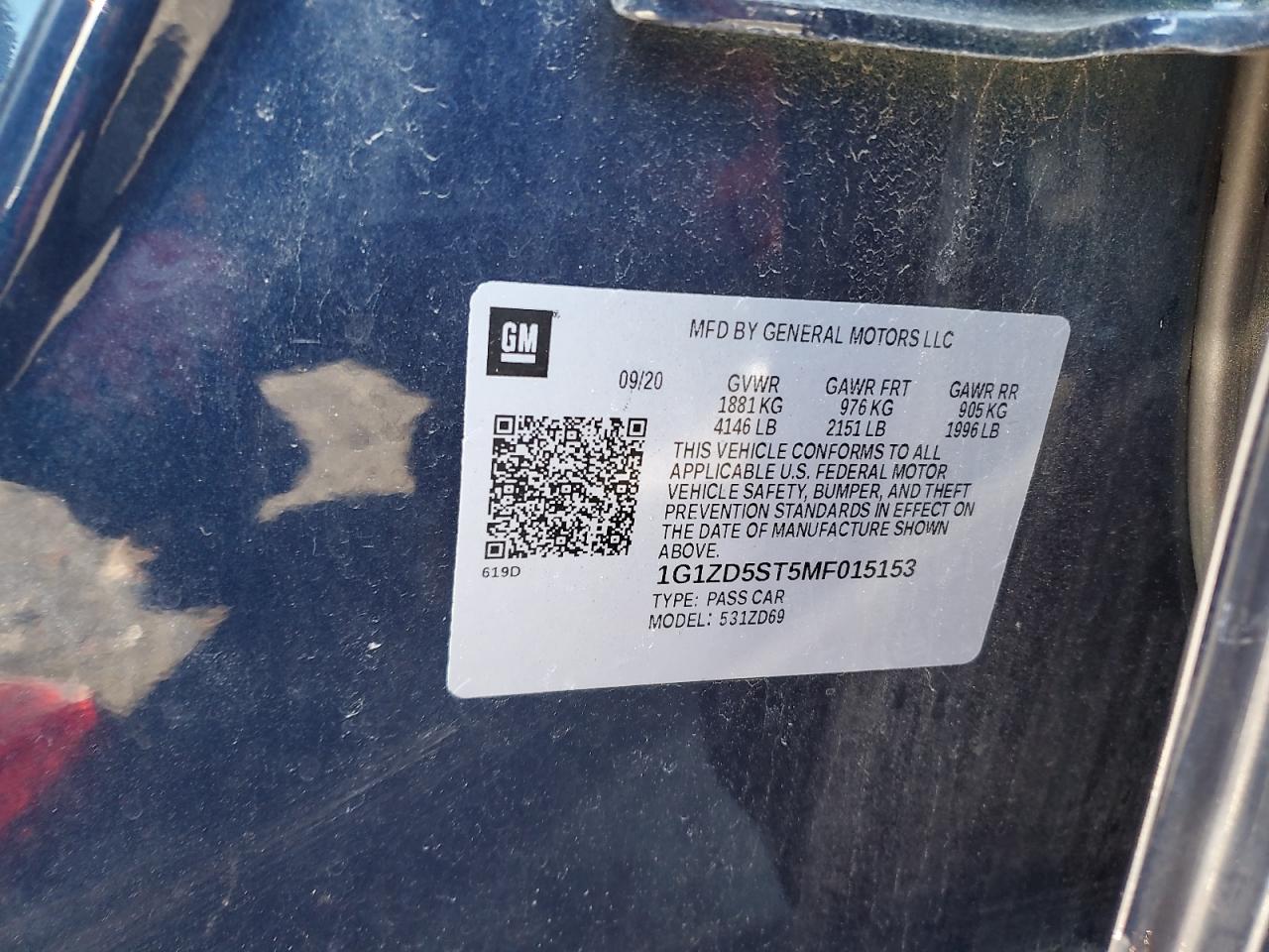1G1ZD5ST5MF015153 CHEVROLET MALIBU 2021