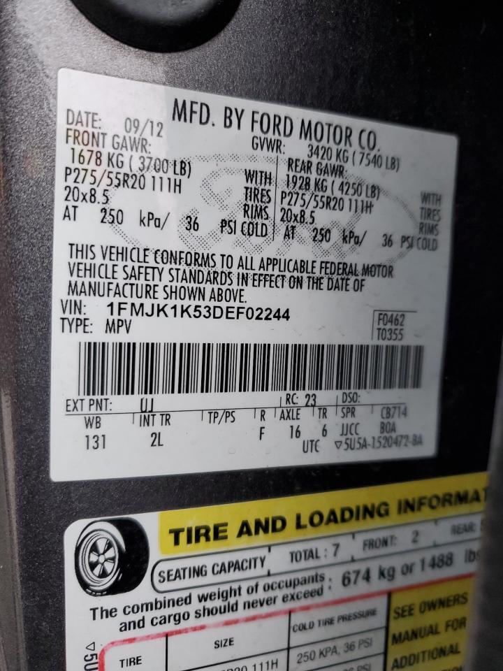 2013 Ford Expedition El Limited VIN: 1FMJK1K53DEF02244 Lot: 87739665