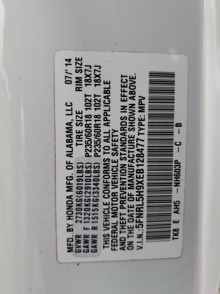 VIN 5FNRL5H9XEB128477 2014 HONDA ODYSSEY no.13