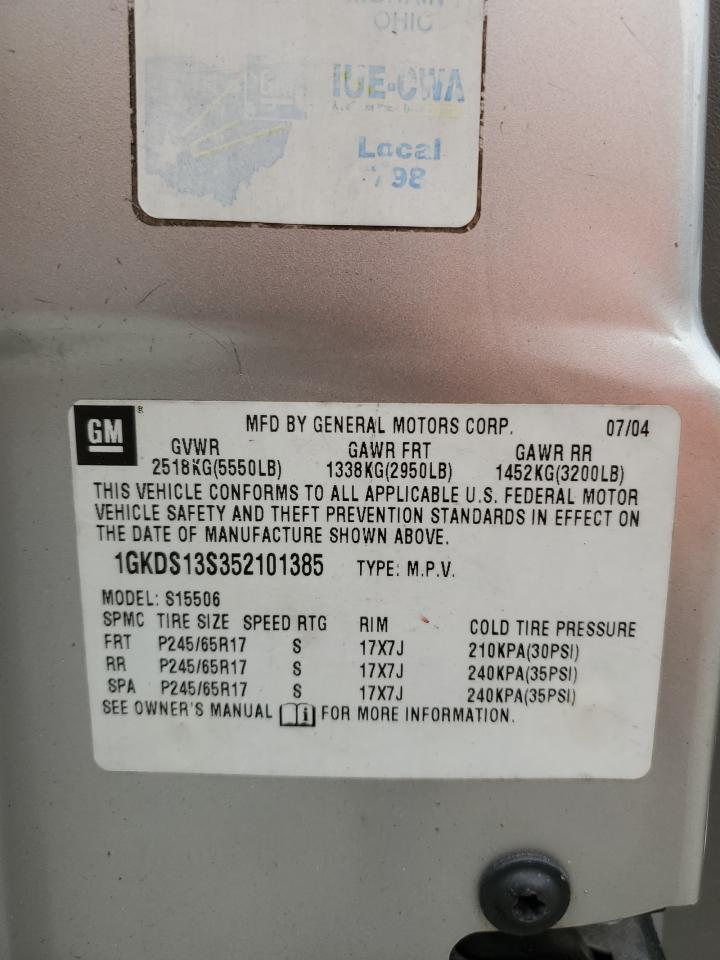 2005 GMC Envoy VIN: 1GKDS13S352101385 Lot: 89271025