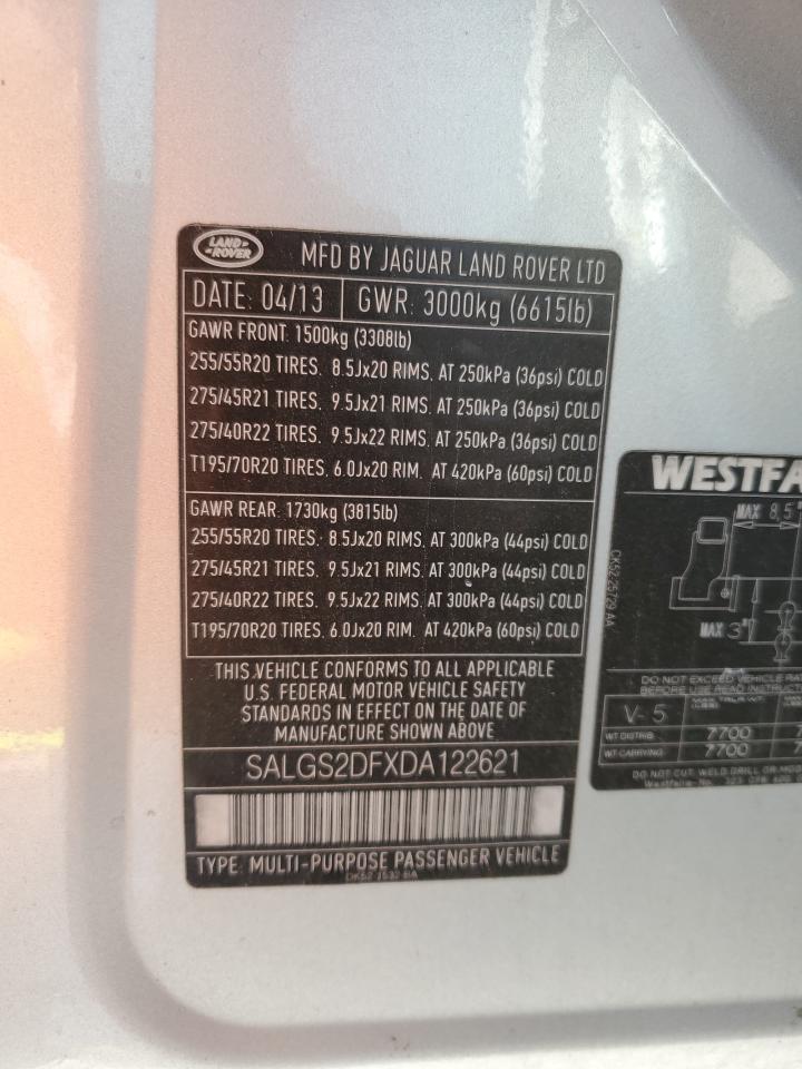 SALGS2DFXDA122621 2013 Land Rover Range Rover Hse