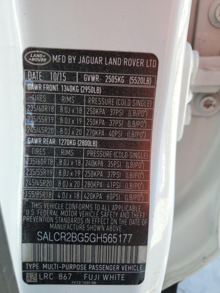 SALCR2BG5GH565177 2016 LAND ROVER DISCOVERY - Image 14