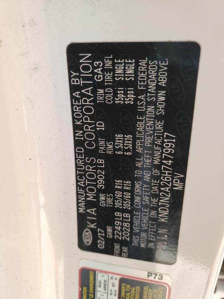 2017 Kia Soul VIN: KNDJN2A26H749917 Lot: 87248714