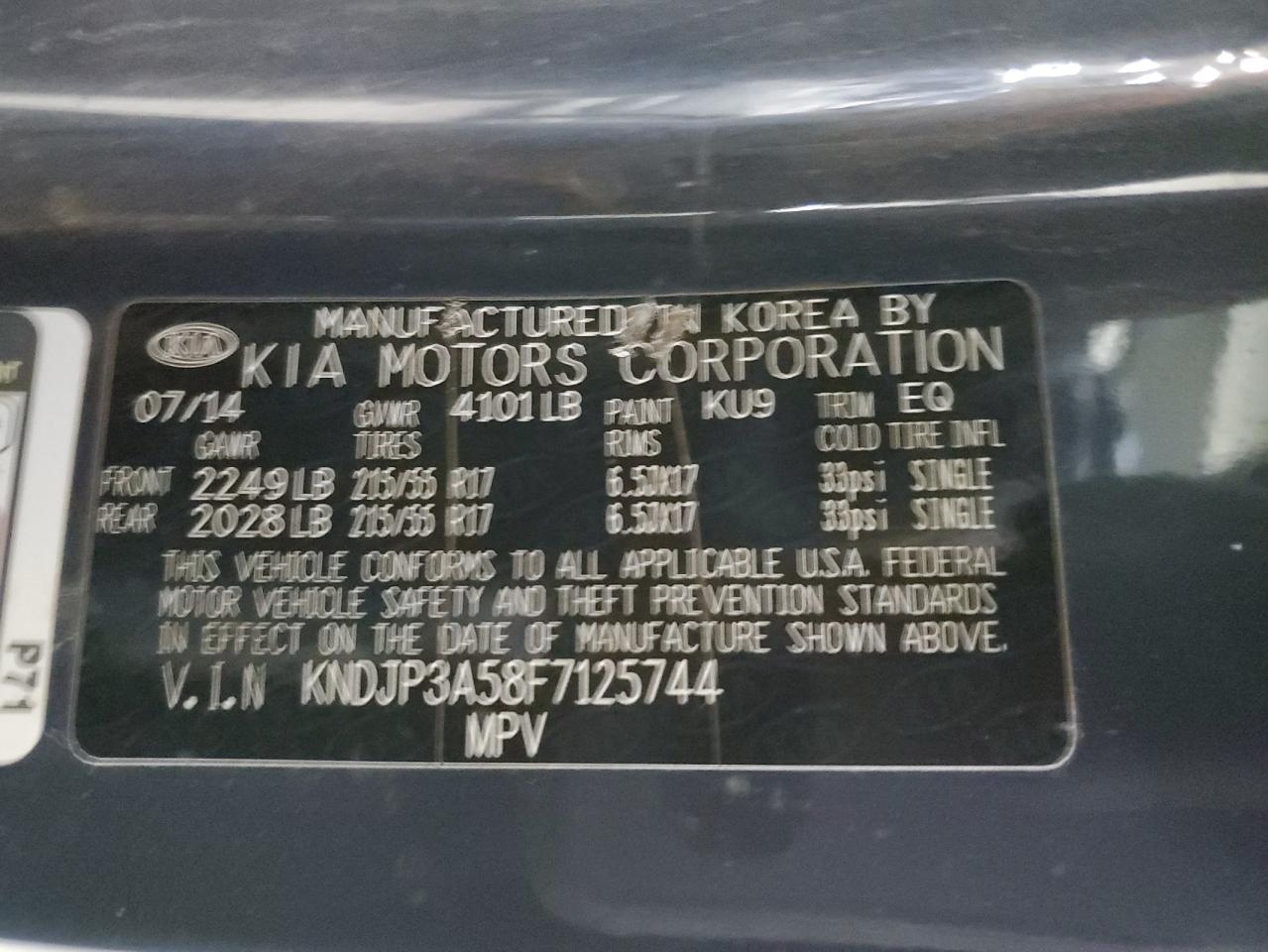 VIN KNDJP3A58F7125744 2015 KIA SOUL no.13