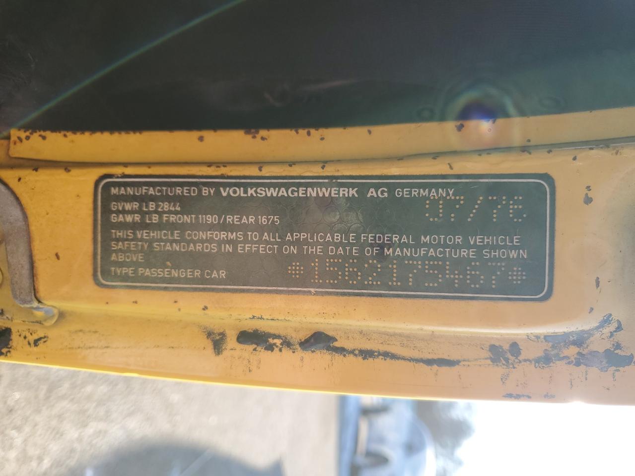 1976 Volkswagen Beetle VIN: 00000001562175467 Lot: 41913705