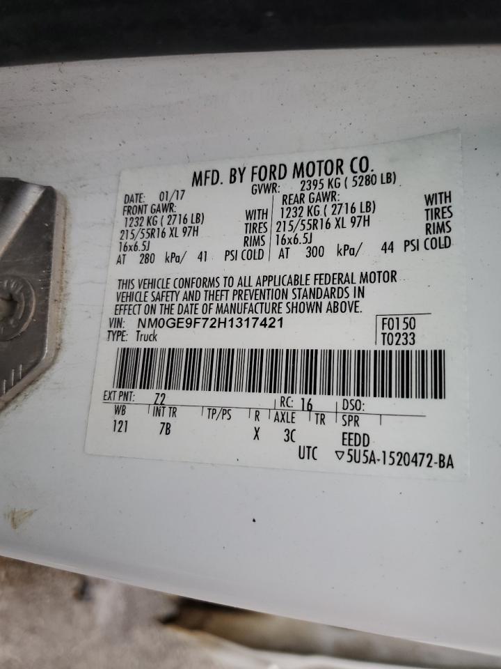 NM0GE9F72H1317421 FORD TRANSIT 2017