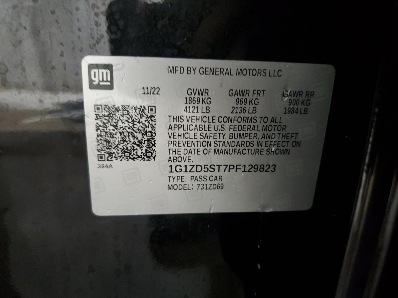 1G1ZD5ST7PF129823 CHEVROLET MALIBU 2023
