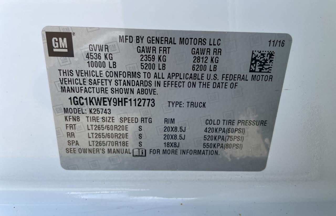 VIN 1GC1KWEY9HF112773 2017 CHEVROLET ALL Models no.10