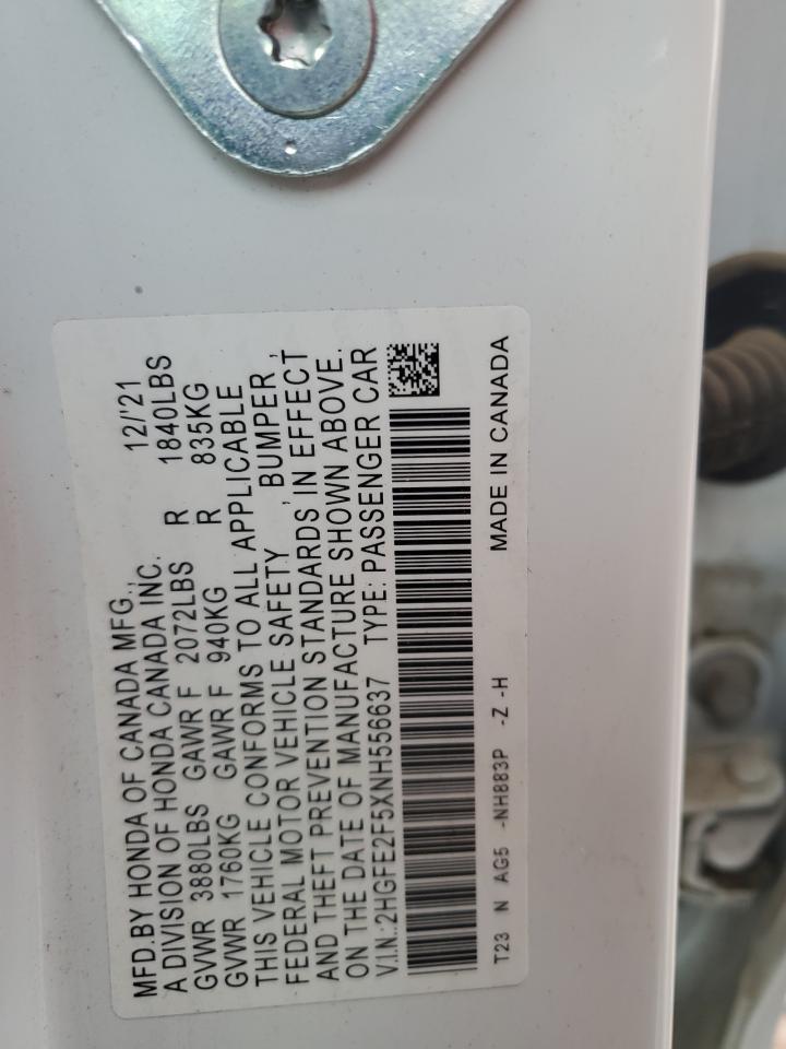 2HGFE2F5XNH556637 HONDA CIVIC 2022