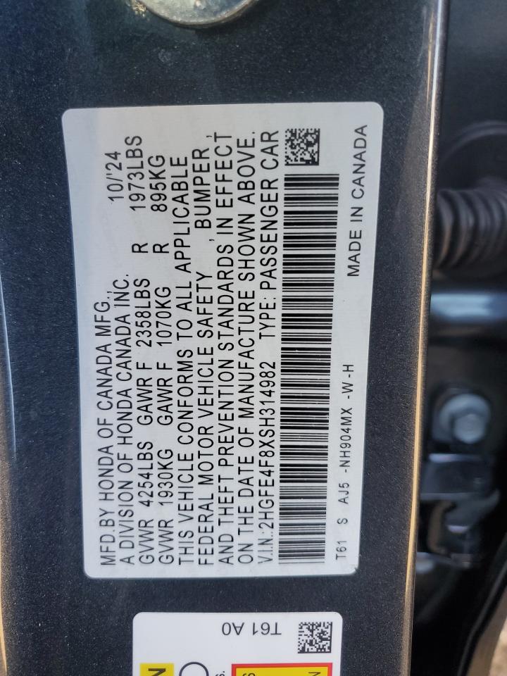 2HGFE4F8XSH314982 HONDA CIVIC 2025