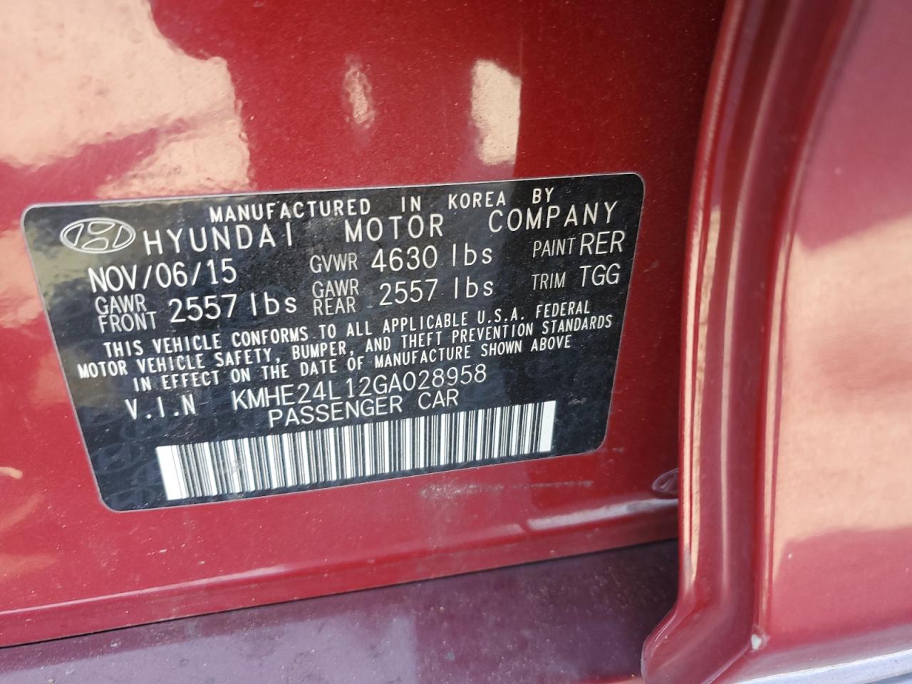 VIN KMHE24L12GA028958 2016 HYUNDAI SONATA no.13