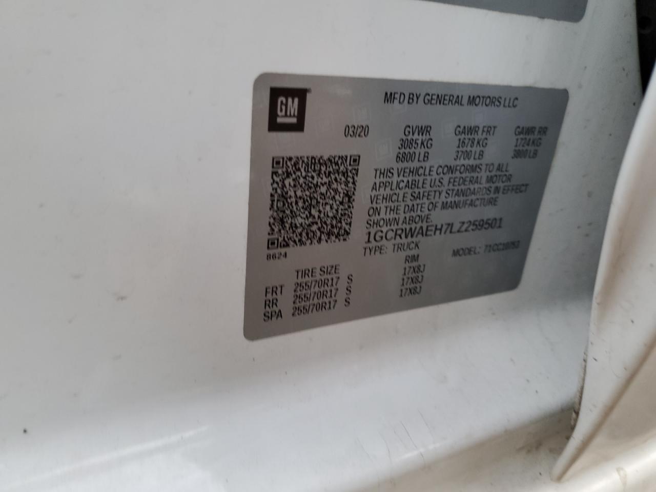 1GCRWAEH7LZ259501 CHEVROLET ALL Models 2020