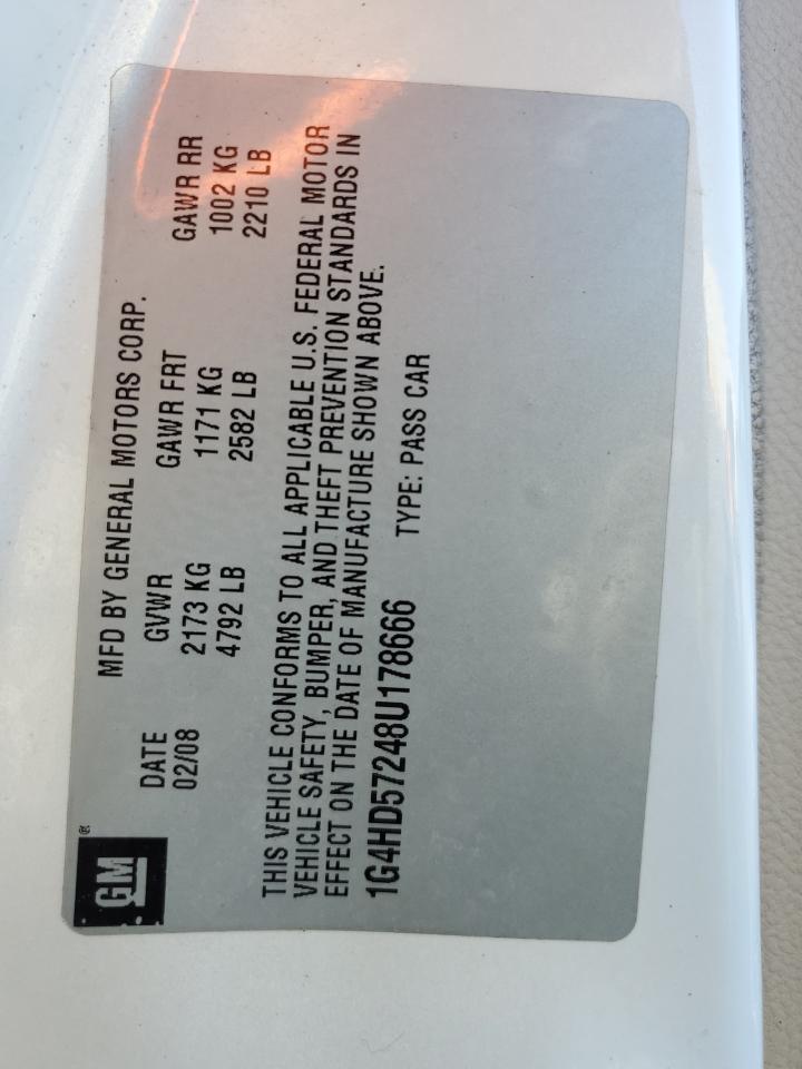 2008 Buick Lucerne Cxl VIN: 1G4HD57248U178666 Lot: 88326815