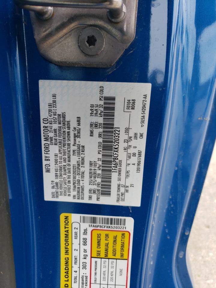 1FA6P8CFXK5203221 FORD MUSTANG 2019