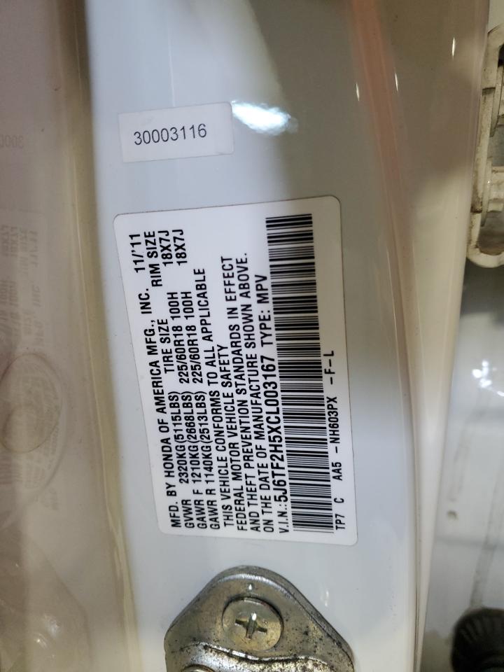 2012 Honda Crosstour Exl VIN: 5J6TF2H5XCL003167 Lot: 41620385