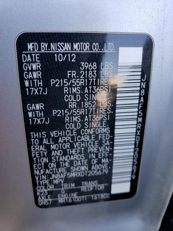 2013 Nissan Juke S VIN: JN8AF5MRXDT205679 Lot: 88271615