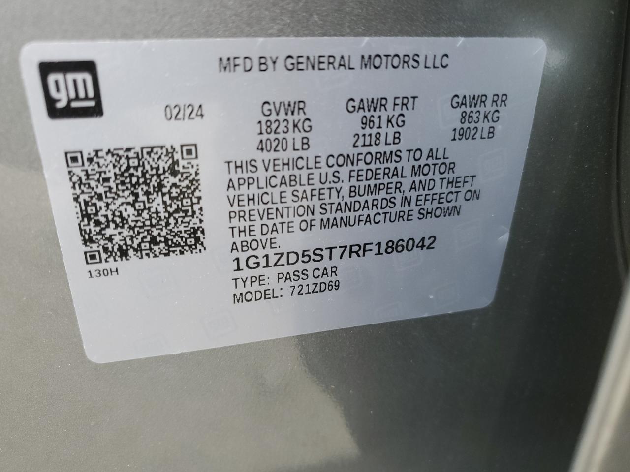 1G1ZD5ST7RF186042 CHEVROLET MALIBU 2024