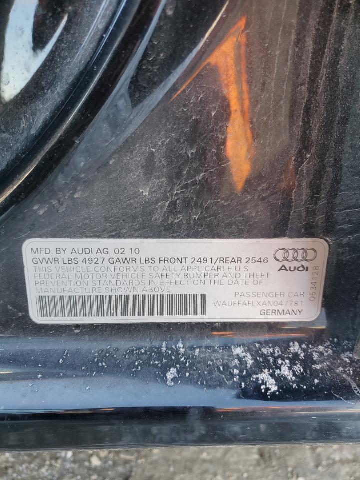 2010 Audi A4 Premium Plus VIN: WAUFFAFLXAN047781 Lot: 85653254