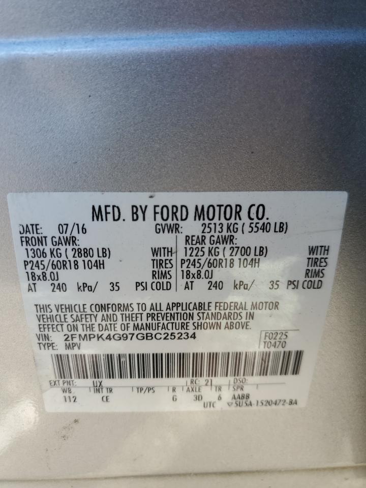 2FMPK4G97GBC25234 FORD EDGE 2016