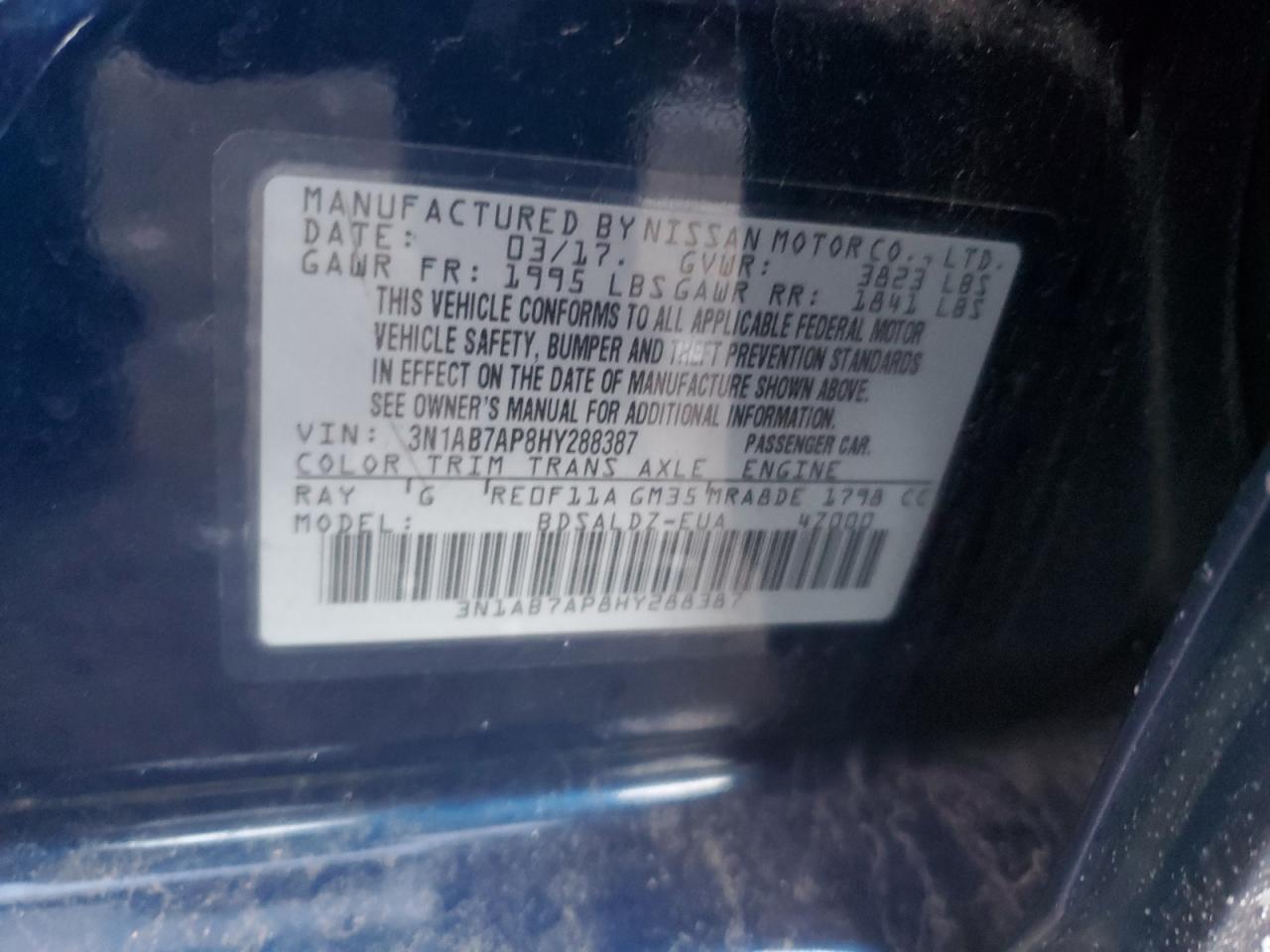 VIN 3N1AB7AP8HY288387 2017 NISSAN SENTRA no.12