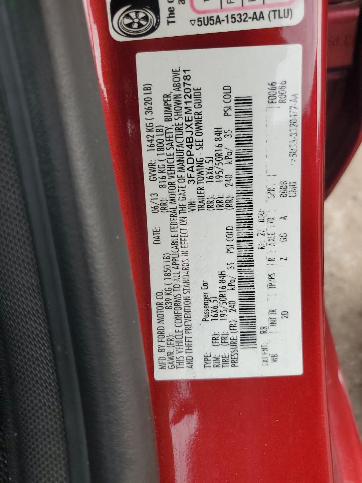 2014 Ford Fiesta Se VIN: 3FADP4BJXEM120781 Lot: 63207515