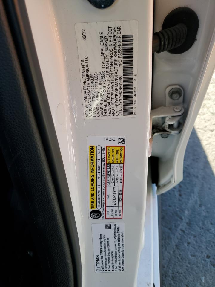 19XFL2H87NE015987 HONDA CIVIC 2022