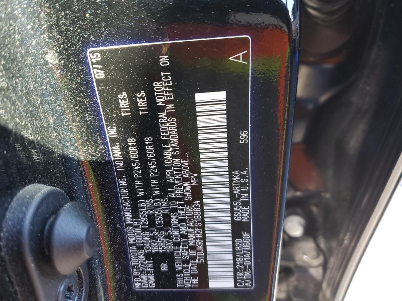 5TDJKRFH2FS188834 2015 TOYOTA HIGHLANDER - Image 13