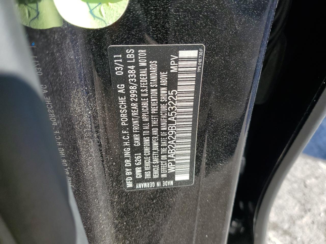 2011 Porsche Cayenne S VIN: WP1AB2A29BLA53225 Lot: 87971725