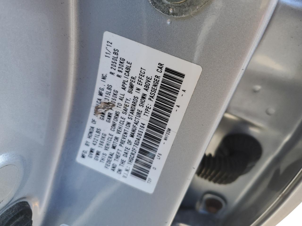 VIN 1HGCR2F76DA065164 2013 HONDA ACCORD no.12