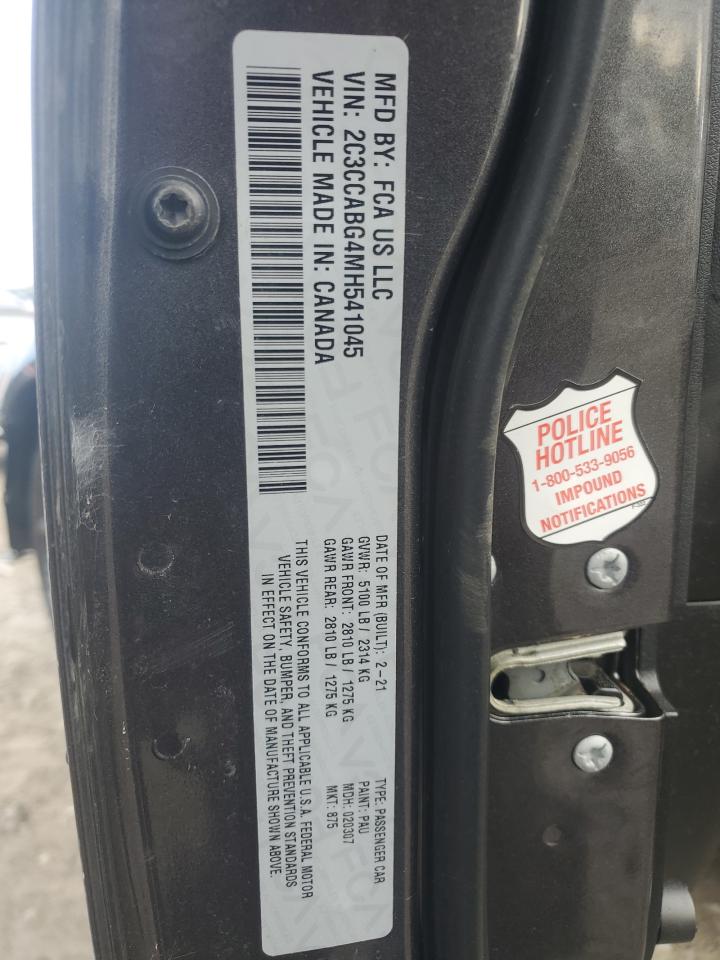 2021 Chrysler 300 S VIN: 2C3CCABG4MH541045 Lot: 88918015