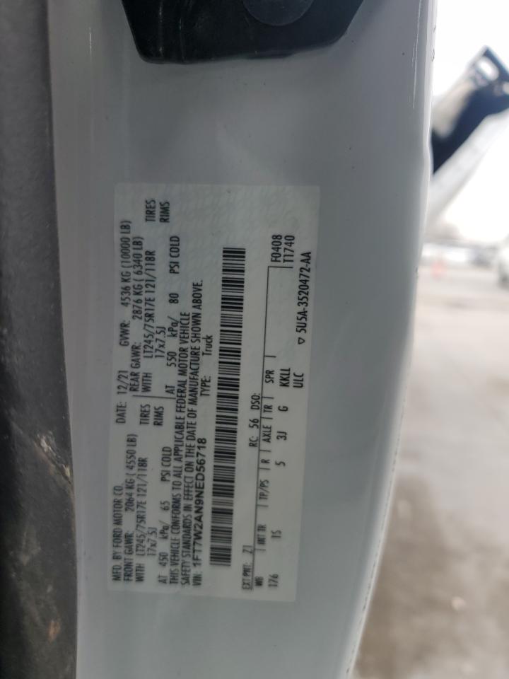2022 Ford F250 Super Duty VIN: 1FT7W2AN9NED56718 Lot: 42820765