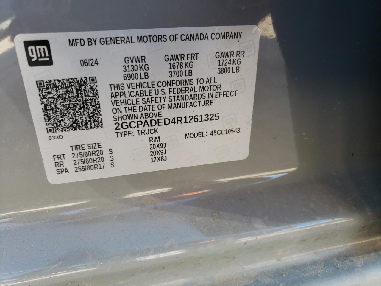 2GCPADED4R1261325 CHEVROLET ALL Models 2024