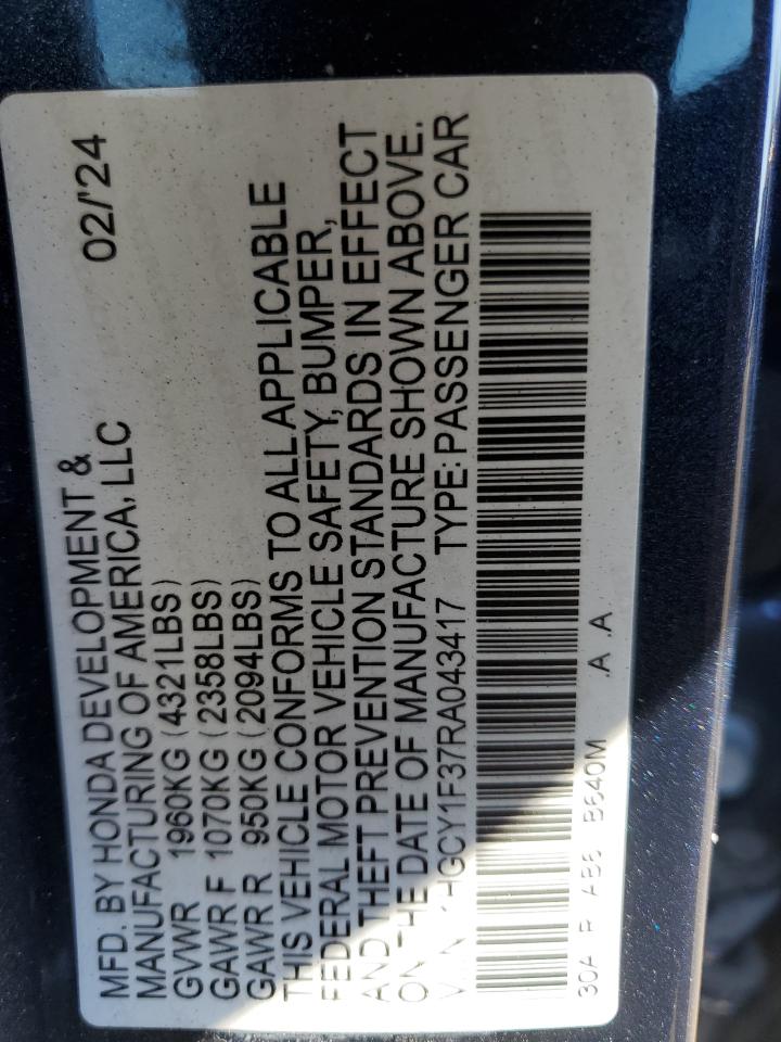 1HGCY1F37RA043417 HONDA ACCORD 2024