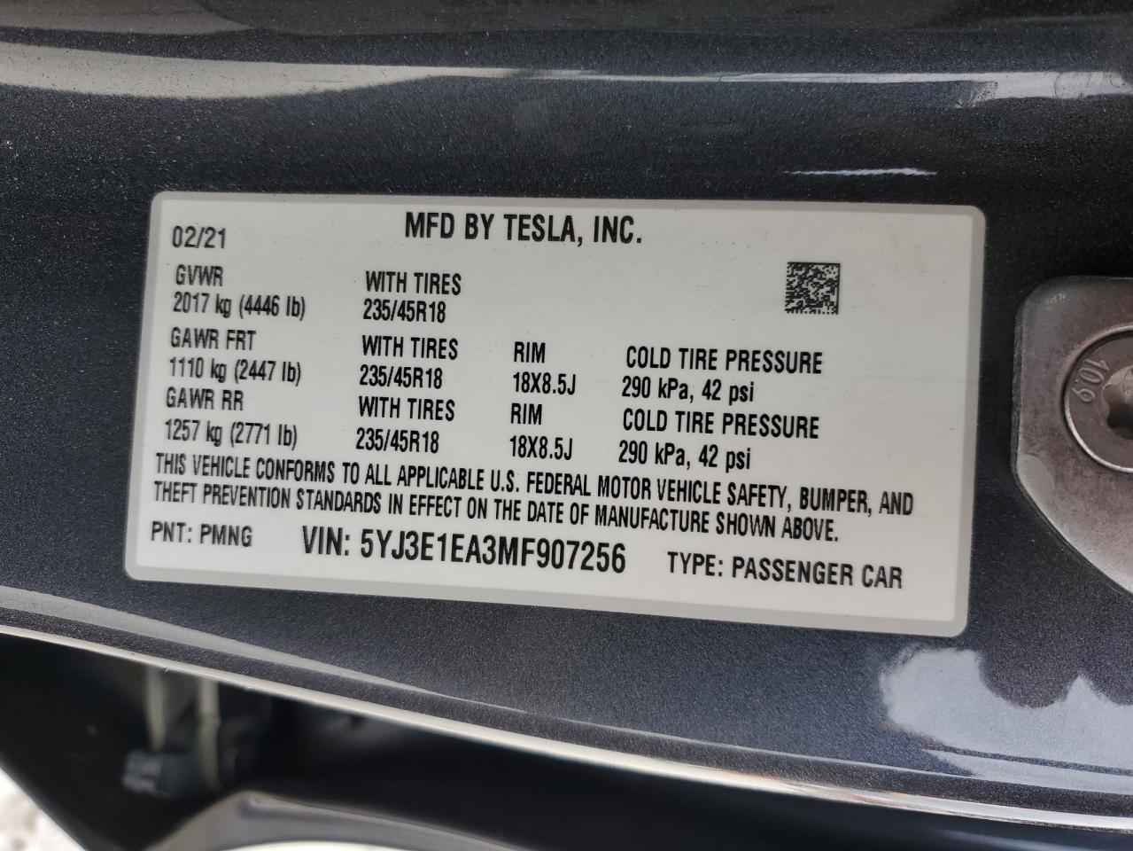 5YJ3E1EA3MF907256 2021 TESLA MODEL 3 - Image 13
