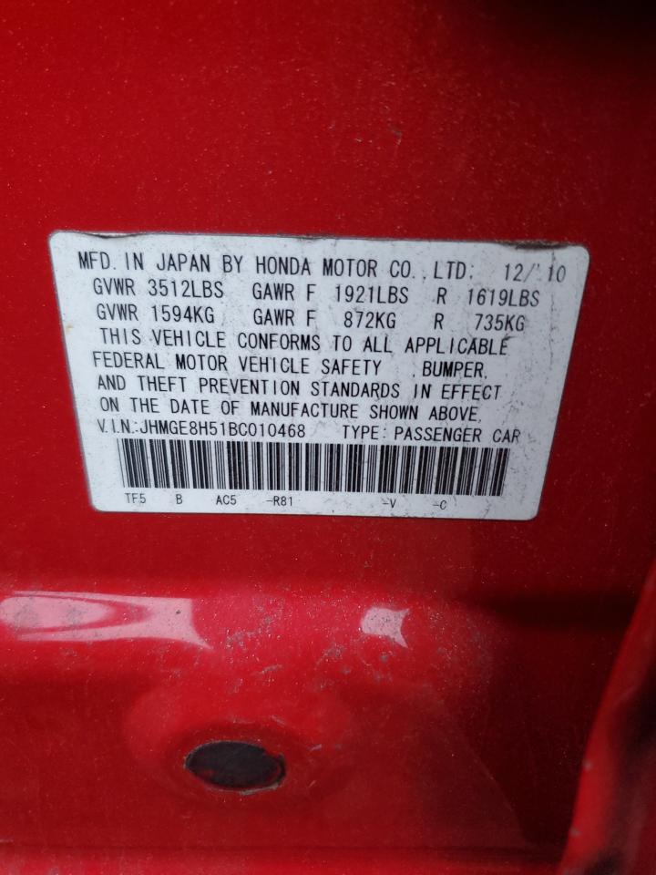 2011 Honda Fit Sport VIN: JHMGE8H51BC010468 Lot: 88955585